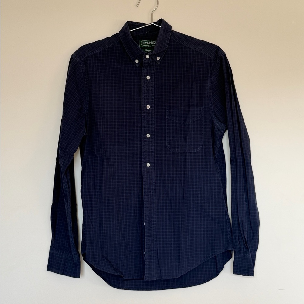 Gitman Navy Blue Checkered Shirt